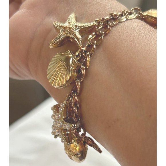 Charter Club Women's Nautical Coastal Charm Bracelet Gold Tone - Picture 7 of 8